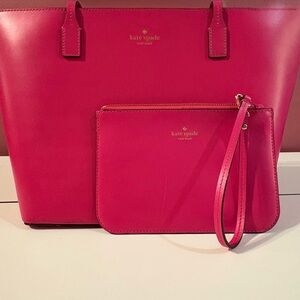 Kate Spade Vibrant Pink Tote and Wristlet